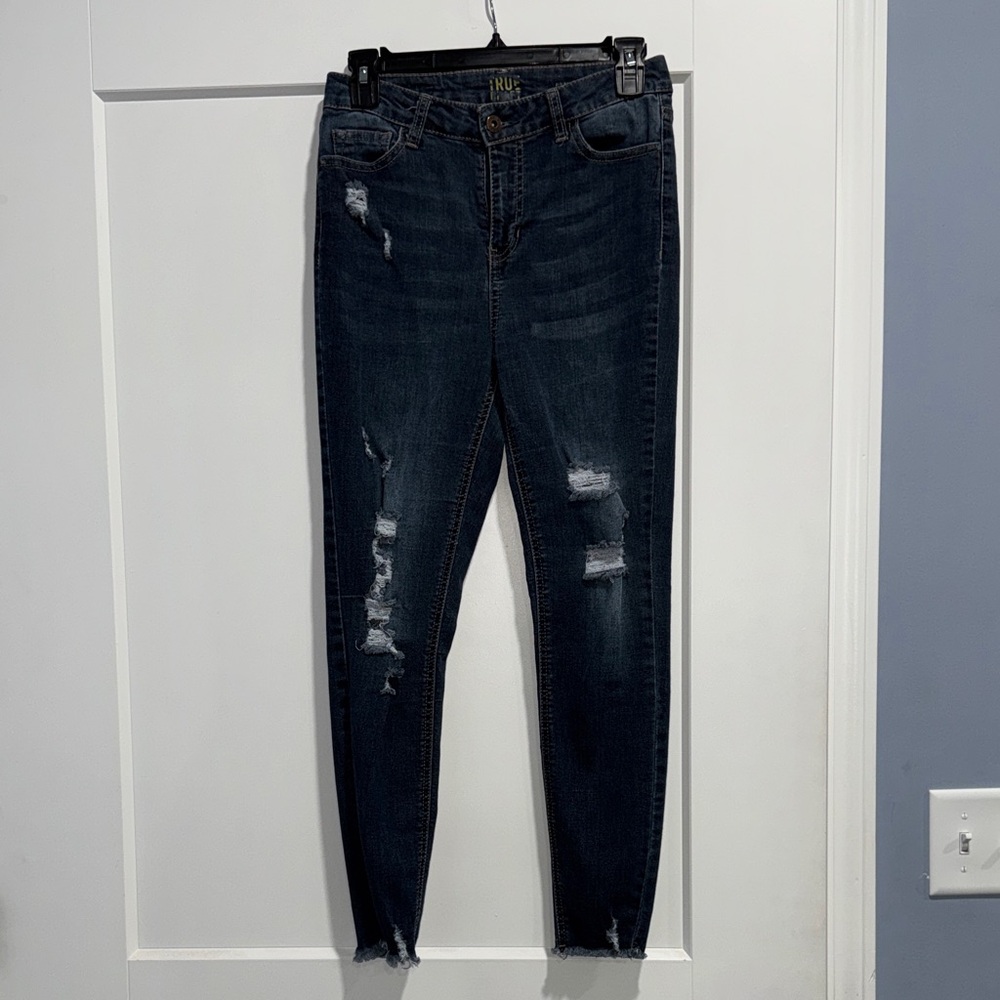 True Religion Dark Blue Distressed Skinny Jeans